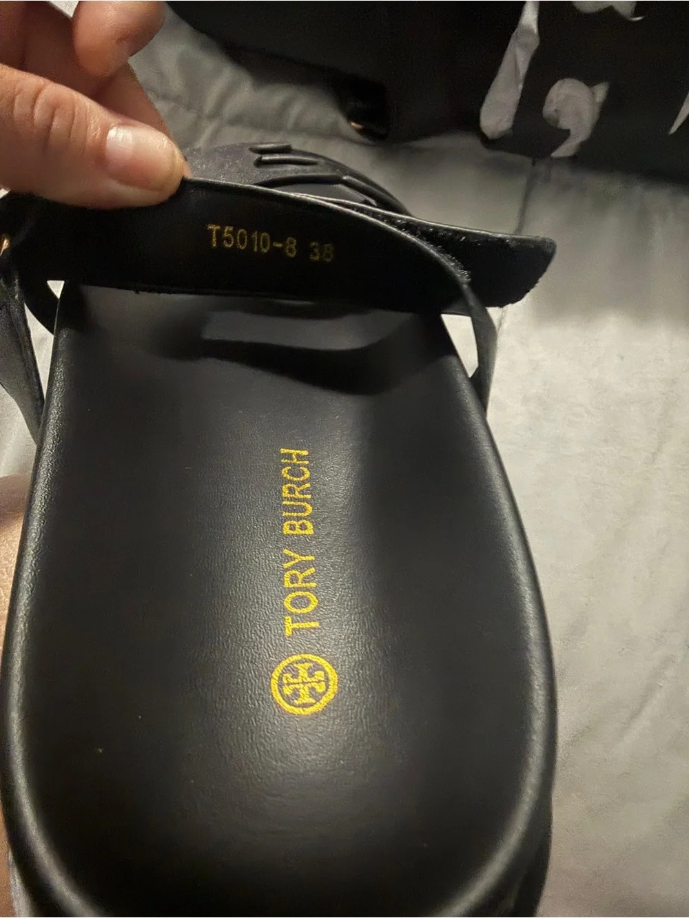 Tory Burch Black Leather INES Sport Slides
